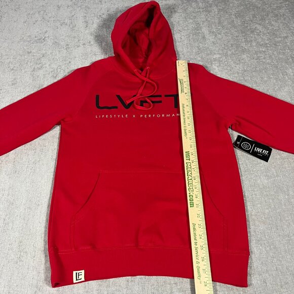 Live Fit LVFT Pullover Hoodie Men Small Red Performance Workout Gym Logo NWT - Picture 8 of 8